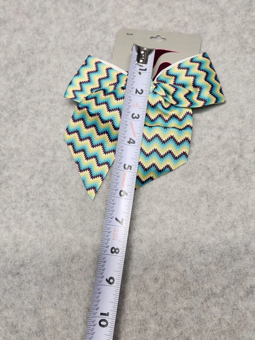 3 Pack-Chevron Pattern Hair Bow in Aqua, Yellow & Navy